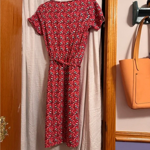 Boden midi 10-long dress with whimsical birds, cotton jersey with pockets & sash - Picture 5 of 6
